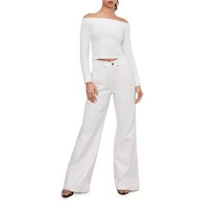 Good American Ivory Flare & Wide Leg Jeans